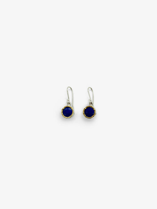 Round Lapis Earrings with Gold Edge