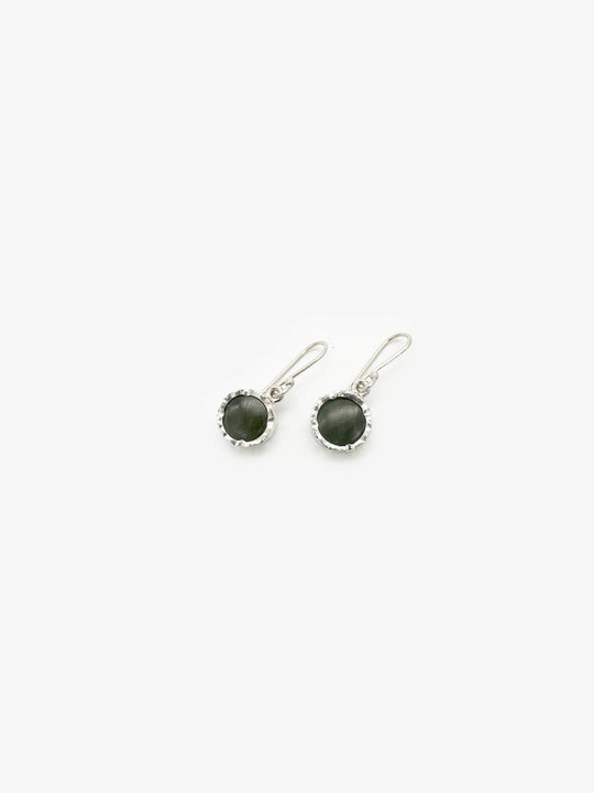 Round Pounamu Silver Earrings (DM572)