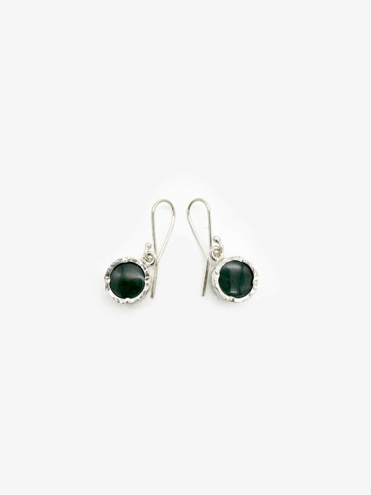Round Pounamu Sterling Silver Earrings (DM573)