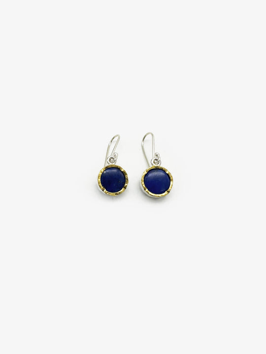 Round Lapis Drop Earrings (DM602)