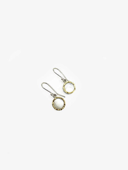 Round Mother of Pearl Drop Earrings (DM603)
