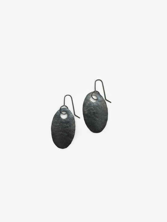 Oval Oxidised Silver Earrings