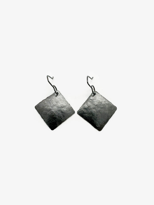 Square Oxidised Silver Earrings