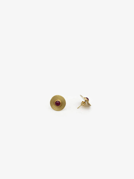 Ruby Gold Disc Studs