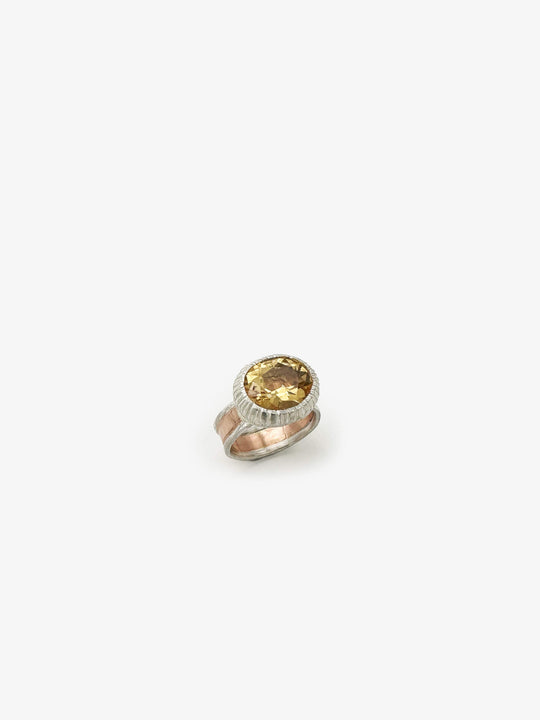 Oval Citrine, Silver & Red Gold Ring by Penelope Barnhill