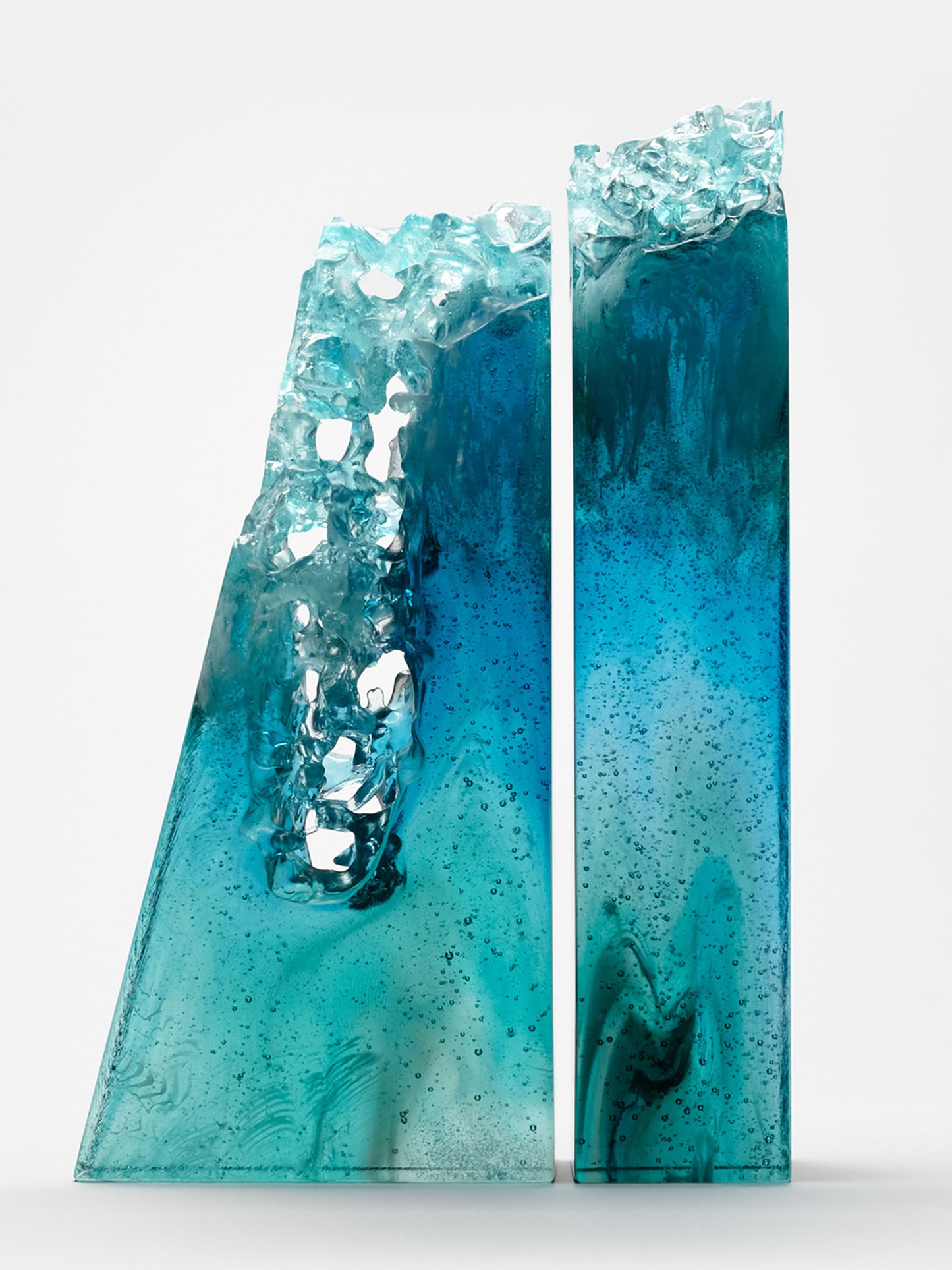 Deep #2 by NZ Glass Artist Di Tocker. A cast glass sculpture using the lost wax method. Made in artist Di Tocker's studio in Cambridge, New Zealand.