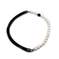 Rubber and Pearl Necklace with Onyx By Lynn Kelly