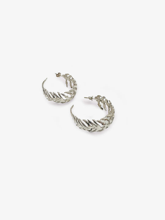 Silver Fern Hoop Earrings