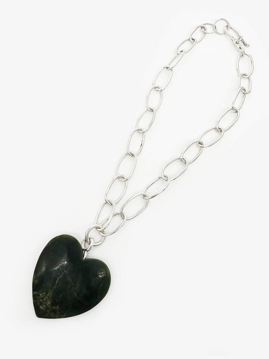 Big Green Heart Necklace (AB394)
