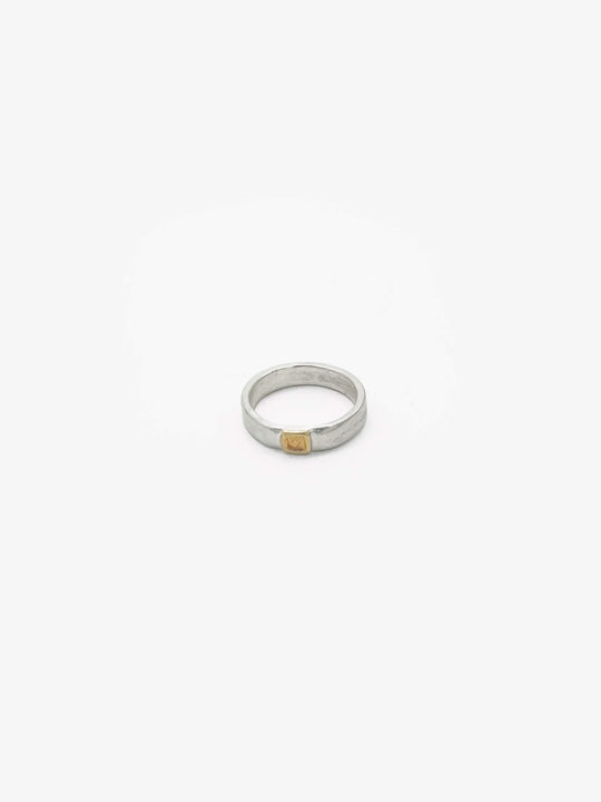Silver Ring with Pure Gold Stamp by Ann Culy