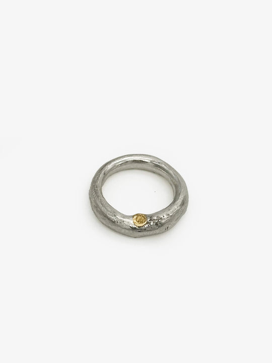 Organic Ring with Small Pure Gold Stamp (AC606)