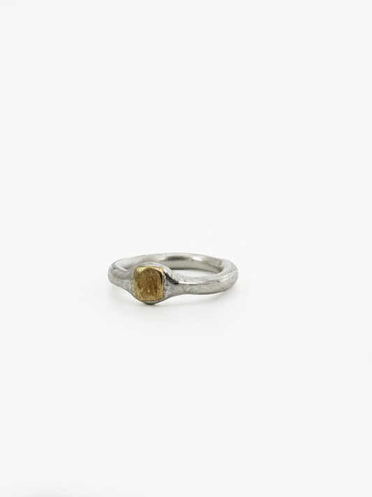 Gold Stamp Small Signet Ring (AC634)