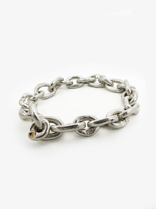 Chain Variable Link Bracelet with Gold Stamped Charm (AC636)
