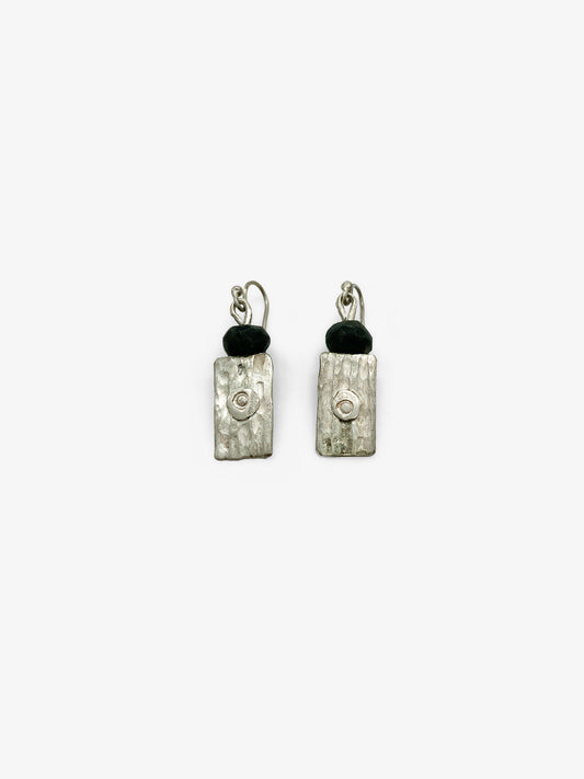 Rectangle Black Granite Earrings