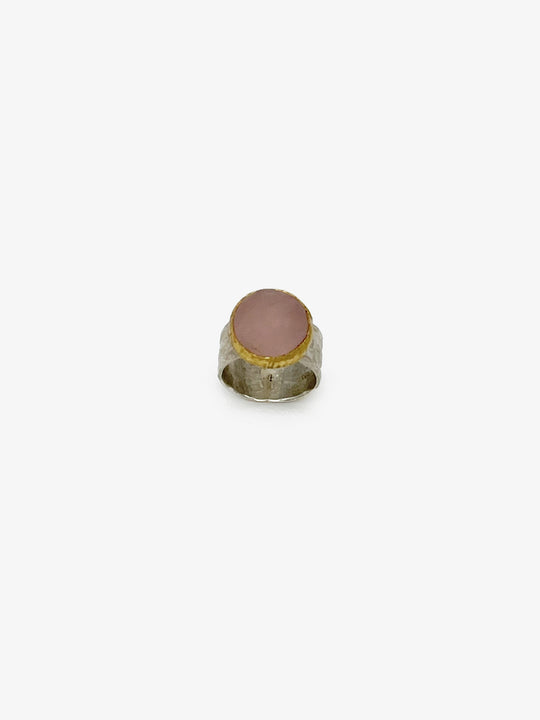 Rose Quartz Two Groove Ring