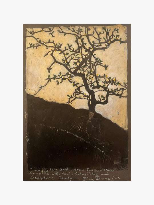 Digging for Gold - From Foulden Maar, Corokia with fossil Galaxiidae - Sculpture Study