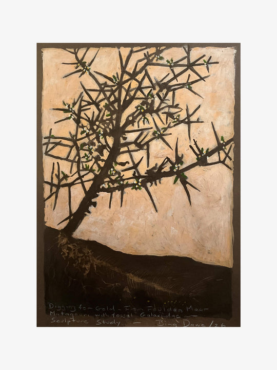 Digging for Gold - From Foulden Maar, Matagouri with fossil Galaxiidae - Sculpture Study