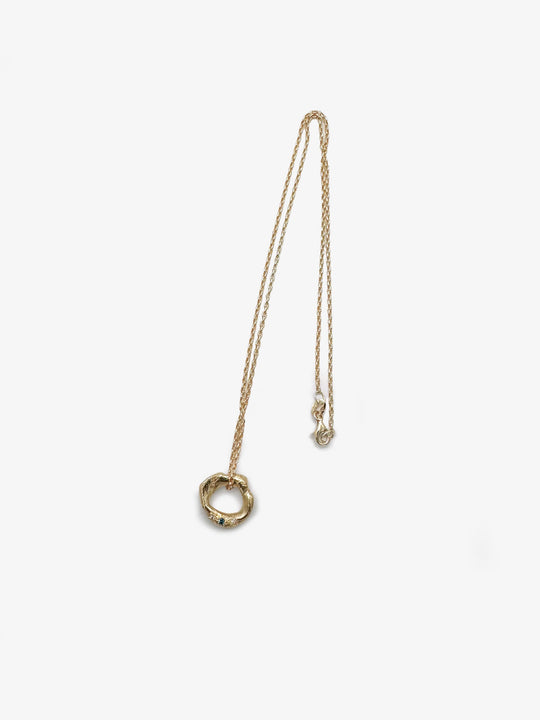 Large Circle Pendant with Sapphire & Diamonds