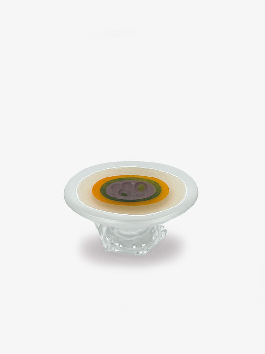 Podette - white, orange & purple with hexagonal glass base