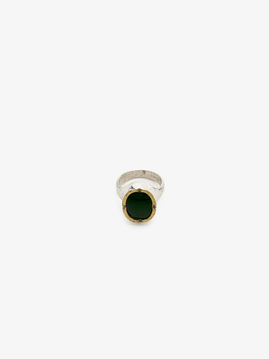 Oval Top Pounamu Ring (DM561) by David McLeod