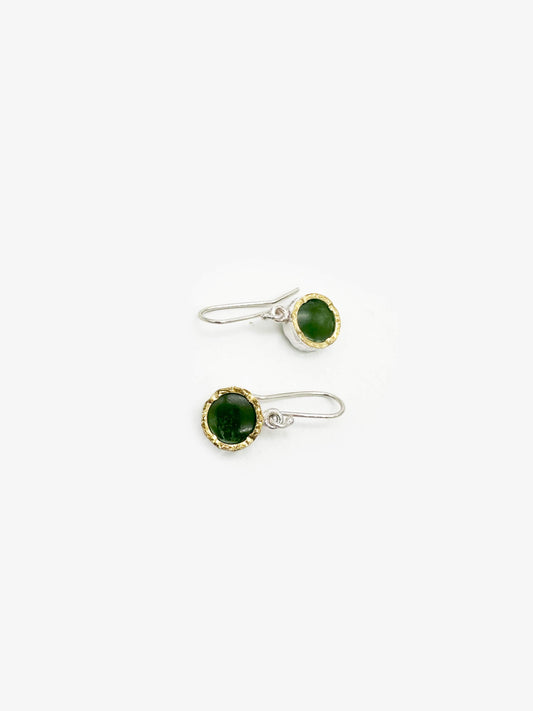 Pounamu Round Hanging Earrings (DM568) by David McLeod