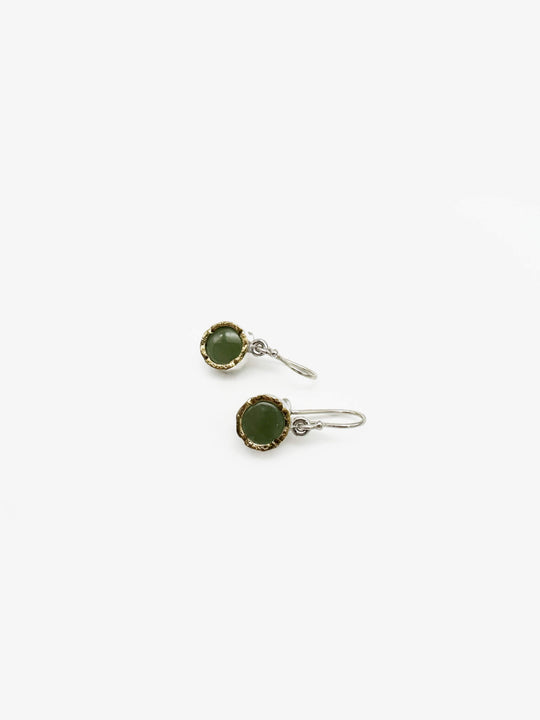 Small Round Pounamu Drop Earrings (DM605)