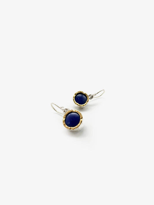 Small Round Lapis Drop Earrings (DM606)
