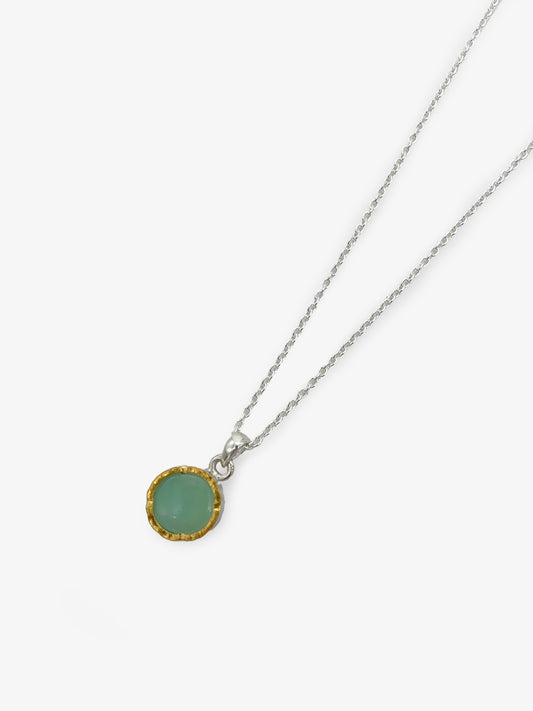 13mm Gold Edged Chrysoprase Pendant