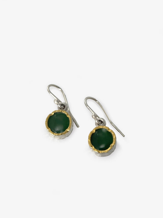 10mm Gold Edged Round Pounamu Earrings