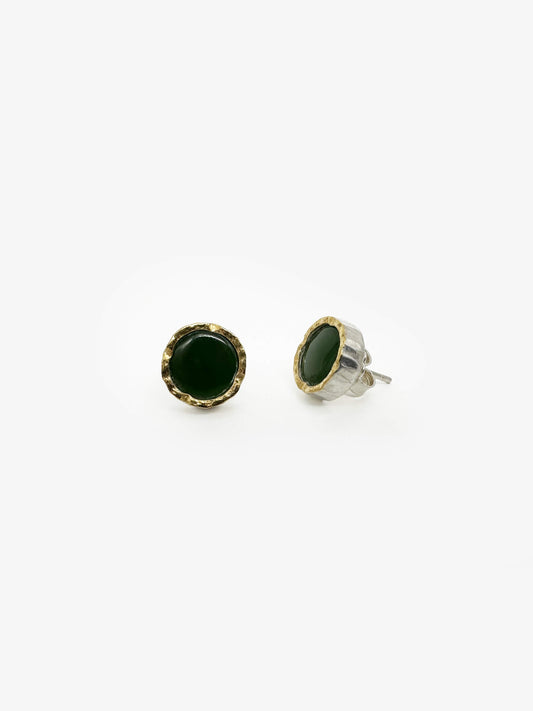 11mm Pounamu Gold Edged Studs (DM649)