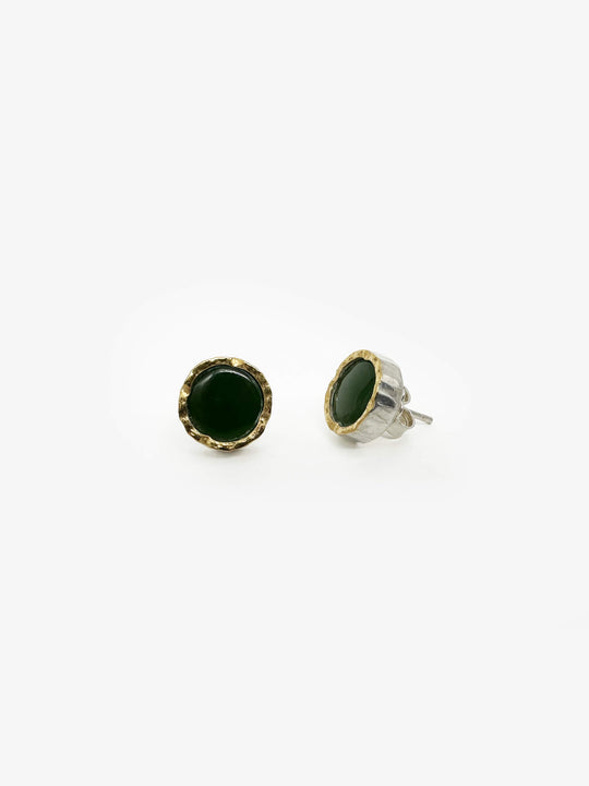 11mm Pounamu Gold Edged Studs (DM649)