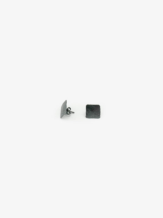 Square Oxidised Silver Studs