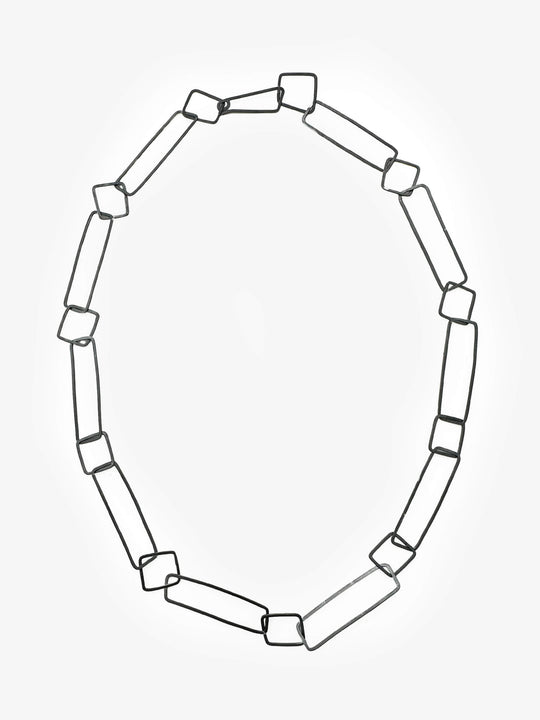 Oxidised Silver Sketches Square Necklace (IME38)