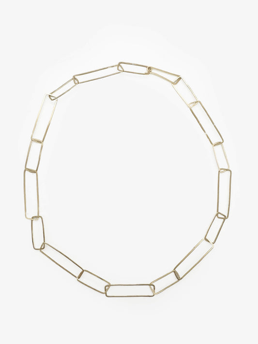 Gold Plated Sketches Oblong Necklace (IME40) by Ilse-Marie Erl