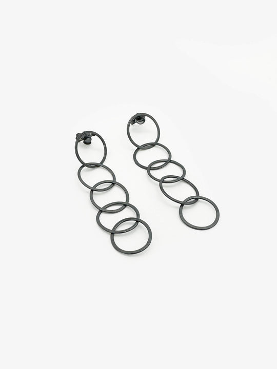 Sketches Round Oxidised Silver 5 Link Earrings (IME48)