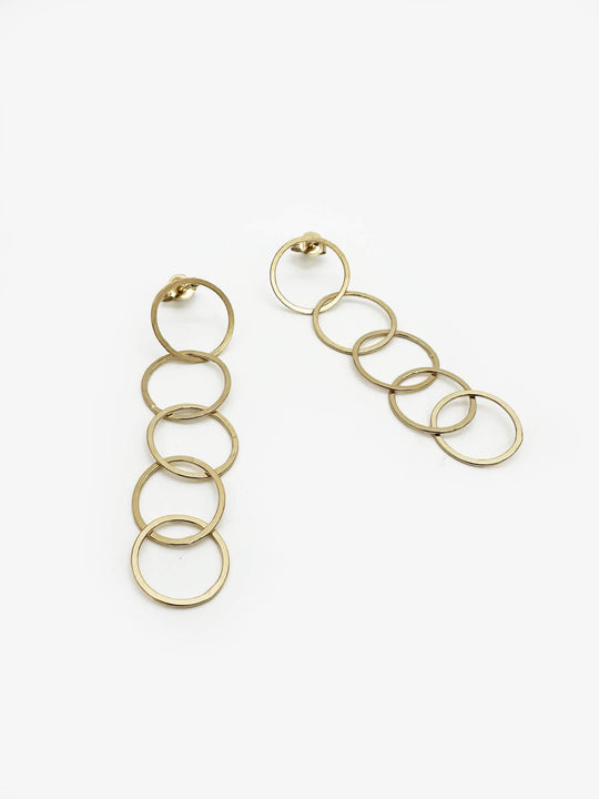 Sketches Round Gold Plated 5 Link Earrings (IME51)