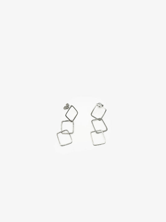 Sketches Square Silver 3 Link Earrings (IME53)