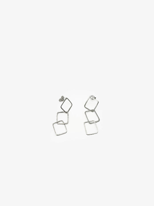 Sketches Square Silver 3 Link Earrings (IME53)