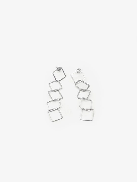 Sketches Square Silver 5 Link Earrings (IME54)