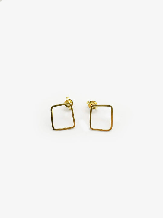 Sketches Square Gold Plated Stud Earrings (IME58)