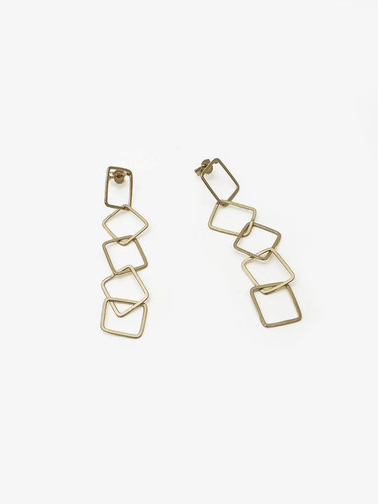 Sketches Square Gold Plated 5 Link Earrings (IME60)