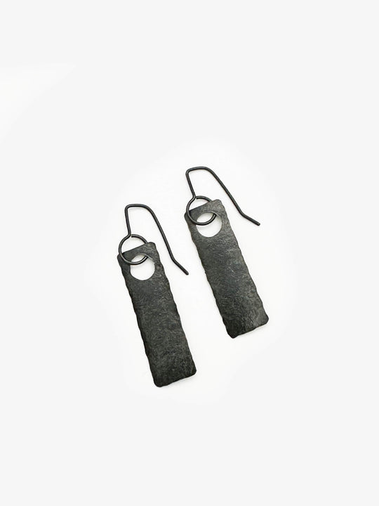 Strips Hook Oxidised Silver Earrings (IME80)
