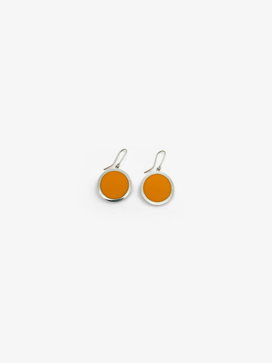 Orange Corian Disc Earrings