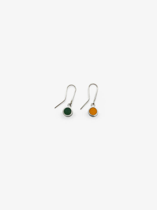 Orange Corian and Pounamu Dot Earrings Earrings