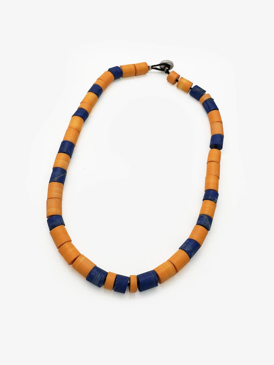 Core Necklace - Lapis, Orange Corian (JL378)