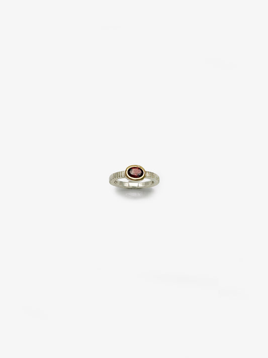 Sterling Silver 18ct Gold Garnet Ring