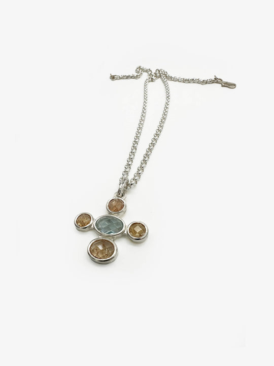 Topaz & Aquamarine Pendant Necklace (JZR264)
