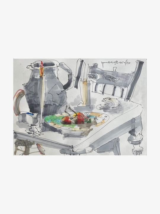 Jug & Candle With Fruit Bowl