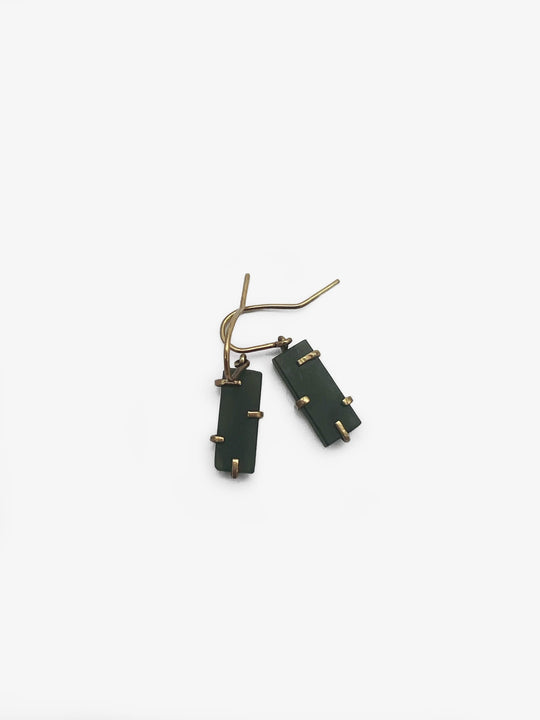 Claw Set Rectangle Pounamu Earrings