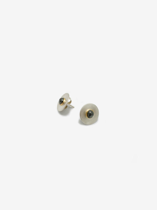 Black Diamond Disc Earrings